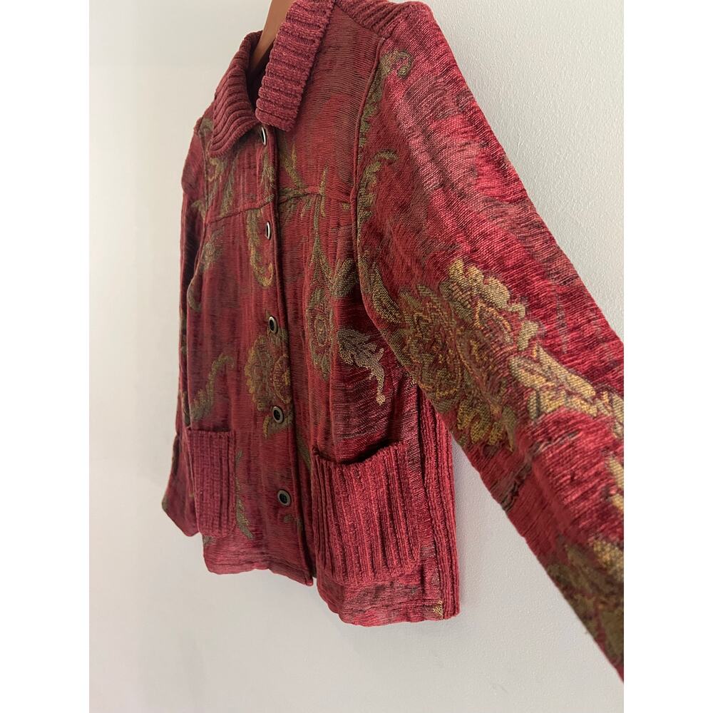 Susan Bristol Tapestry Button Down Collared Jacket Wearable Art Floral Small JL - Picture 3 of 8